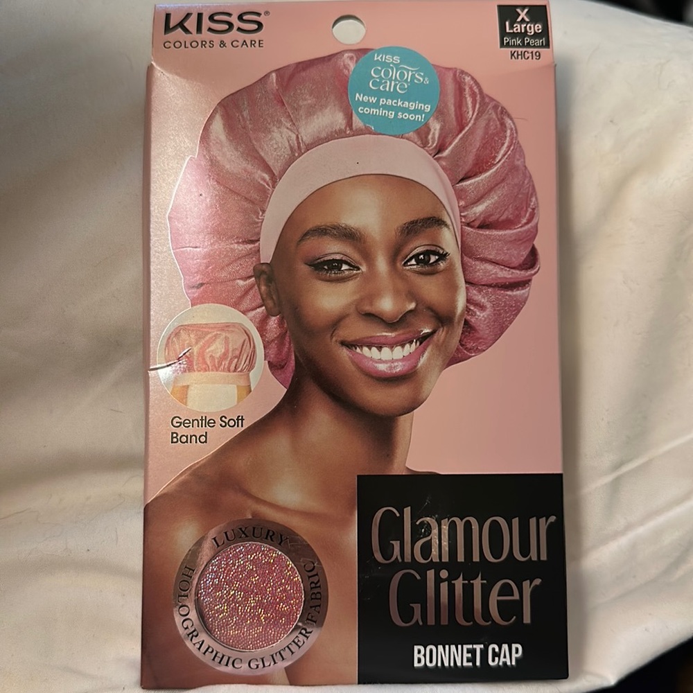 Glamour Glitter Bonnet Cap‎ in Pink Pearl.  XL